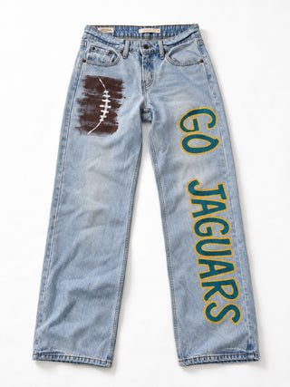 'Go Team' Painted Jeans