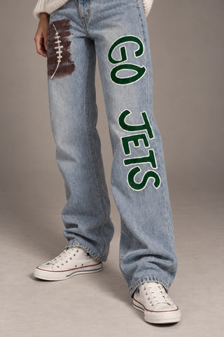 'Go Team' Painted Jeans