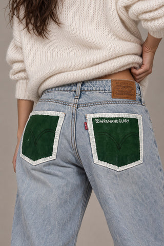 'Go Team' Painted Jeans