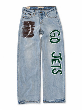 'Go Team' Painted Jeans