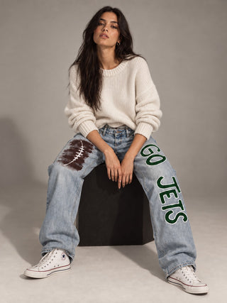 'Go Team' Painted Jeans