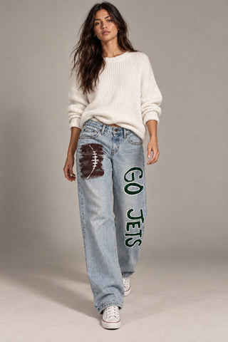 'Go Team' Painted Jeans