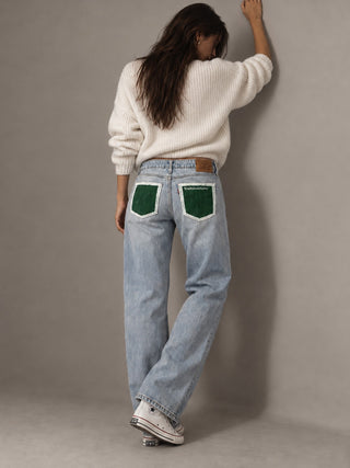 'Go Team' Painted Jeans