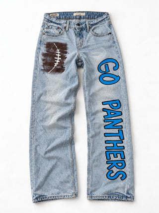 'Go Team' Painted Jeans