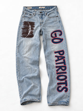 'Go Team' Painted Jeans