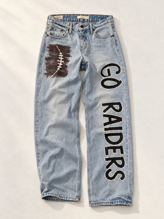 'Go Team' Painted Jeans