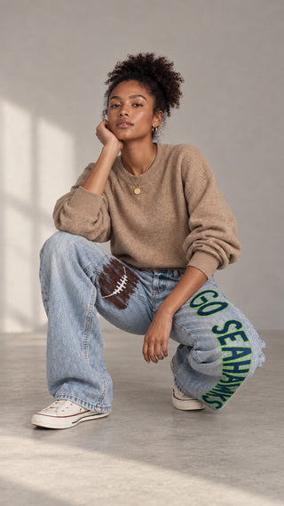 'Go Team' Painted Jeans