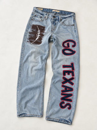 'Go Team' Painted Jeans