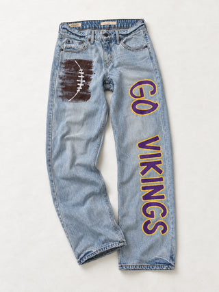 'Go Team' Painted Jeans
