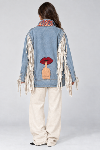 'Kisses' Denim & Fringe Jacket