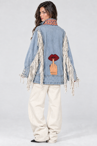 'Kisses' Denim & Fringe Jacket