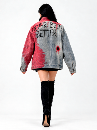 'Never Better' Painted Denim Jacket