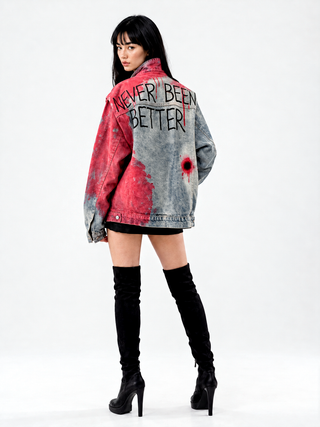 'Never Better' Painted Denim Jacket