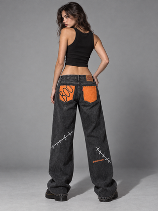 'Spooky Season' Painted Jeans