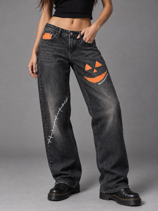 'Spooky Season' Painted Jeans