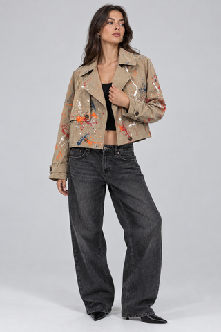 'Splattered Trench' Painted Jacket