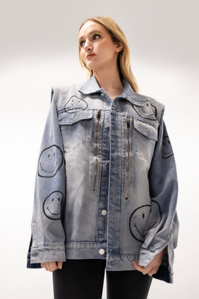 'The Smiley Denim' Painted Jacket