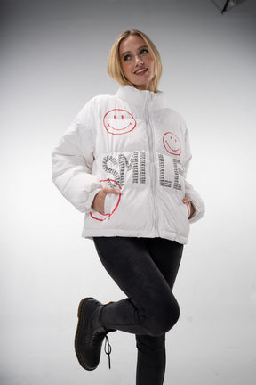 'The Smiley Puffer' Painted Jacket
