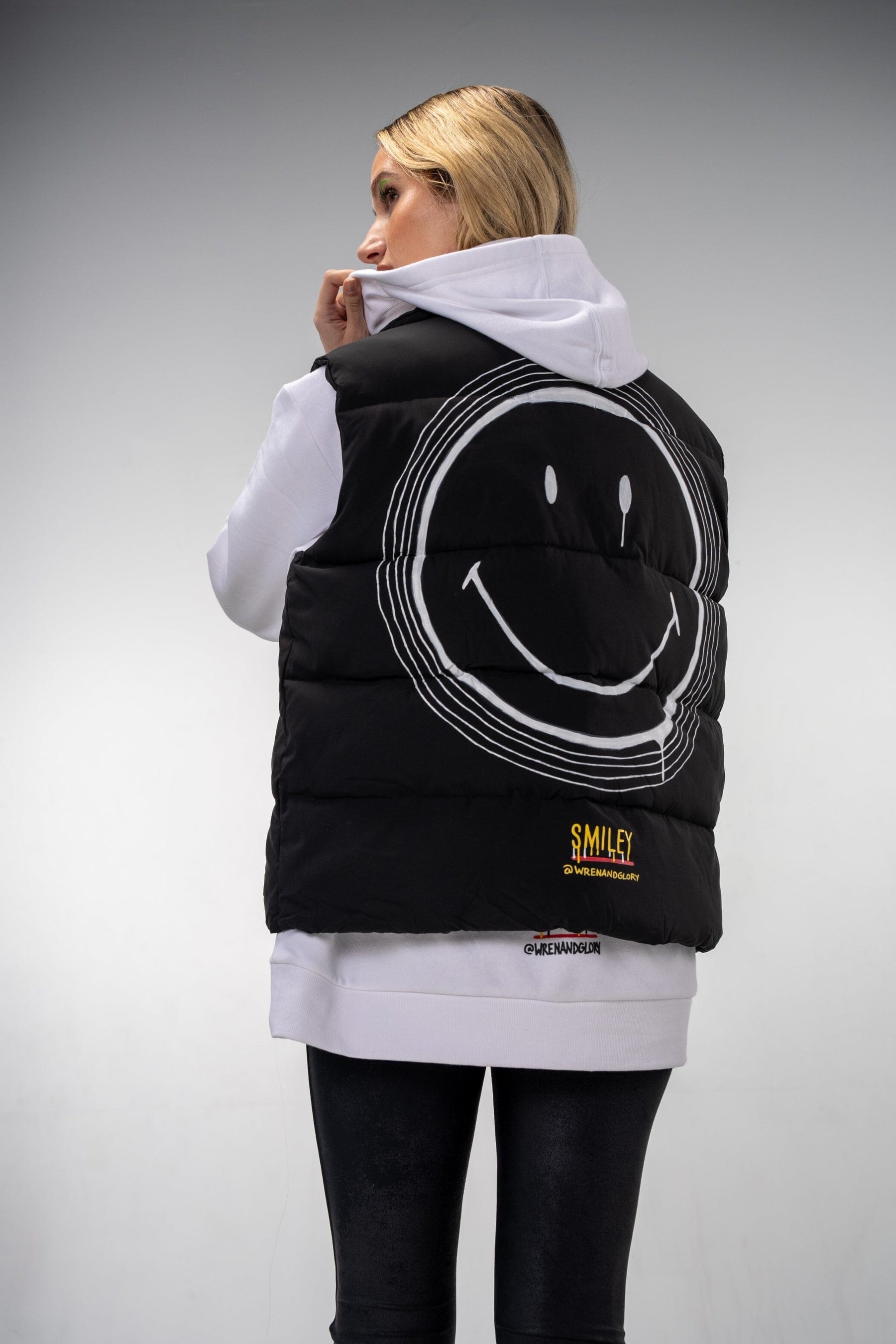 'The Smiley Vest' Painted Puffer Vest