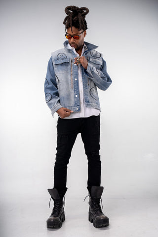 'The Smiley Denim' Painted Jacket