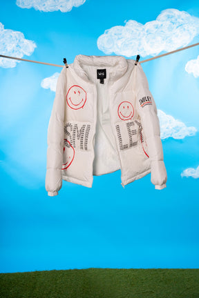 'The Smiley Puffer' Painted Jacket