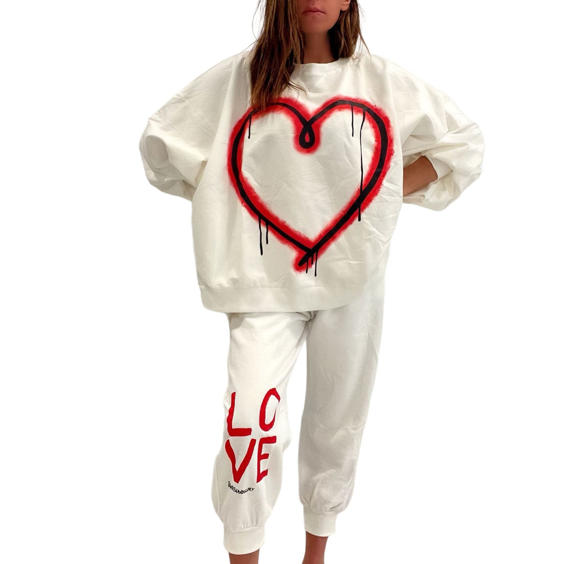 'Love Love' Painted Sweatshirt (only sweatshirt, not pants)