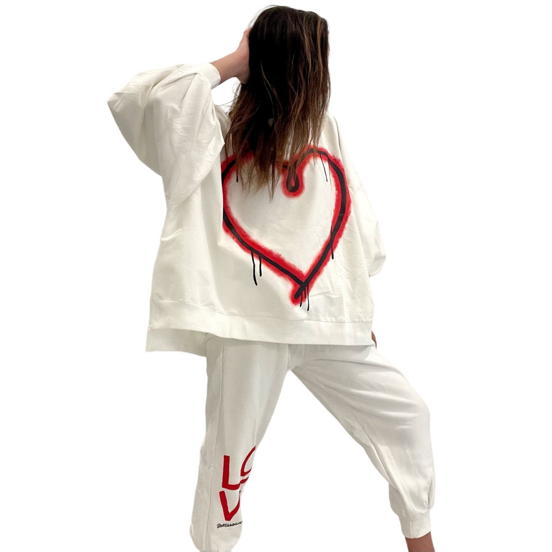 'Love Love' Painted Sweatshirt (only sweatshirt, not pants)