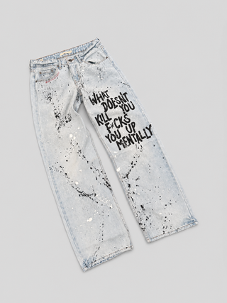 'Mental Health' Painted Levi's Jeans