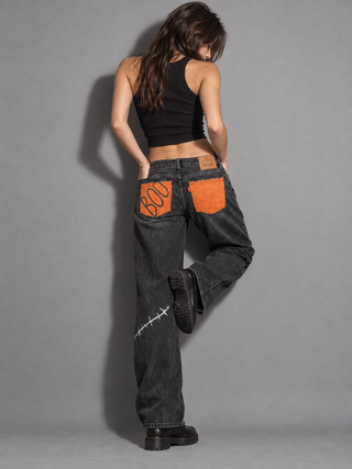 'Spooky Season' Painted Jeans