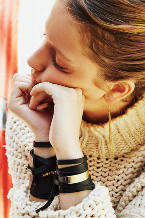LEATHER AND METAL WRAP BRACELET