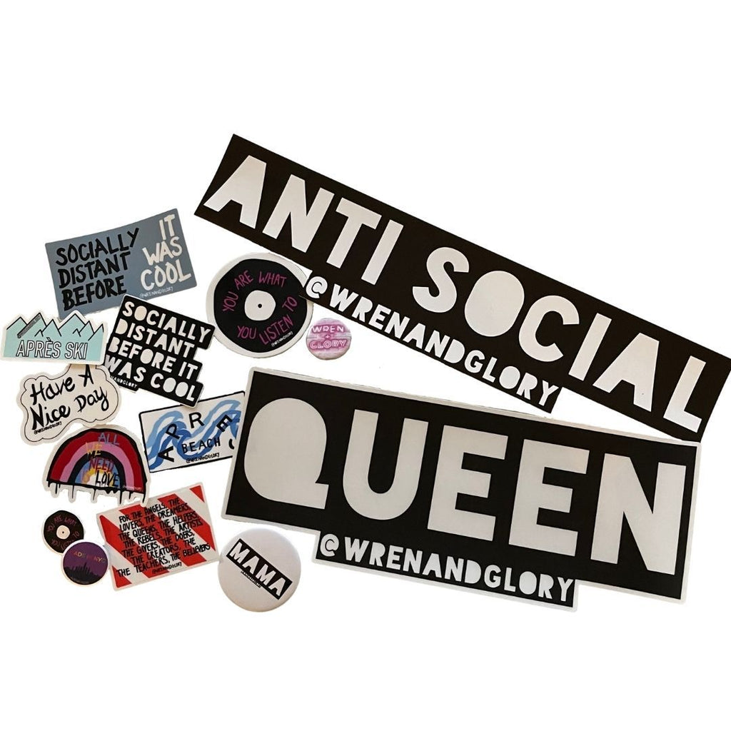 W+G Pins & Sticker Pack – Wren + Glory