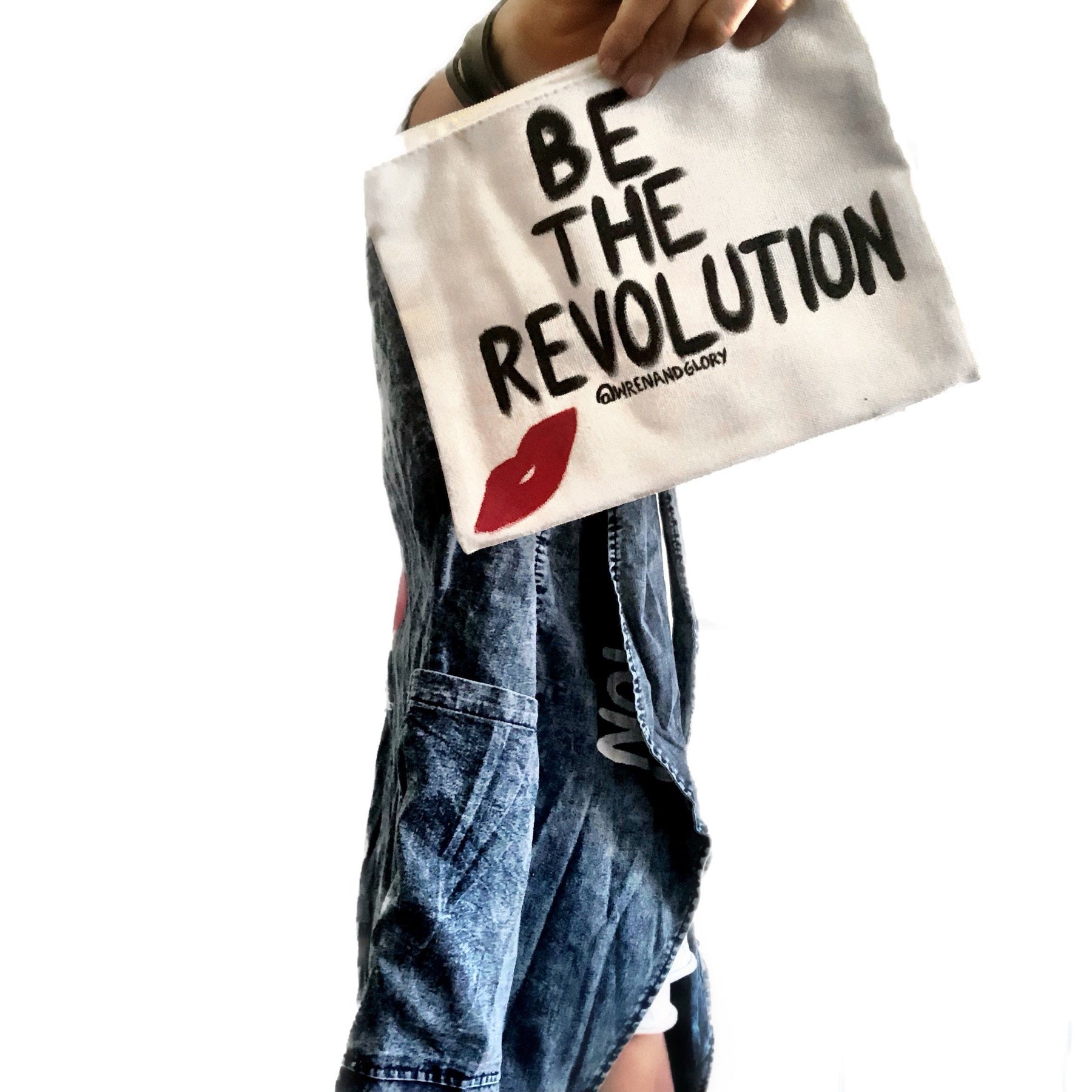 'WE ARE THE REVOLUTION' PAINTED POUCH