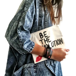 'WE ARE THE REVOLUTION' PAINTED POUCH