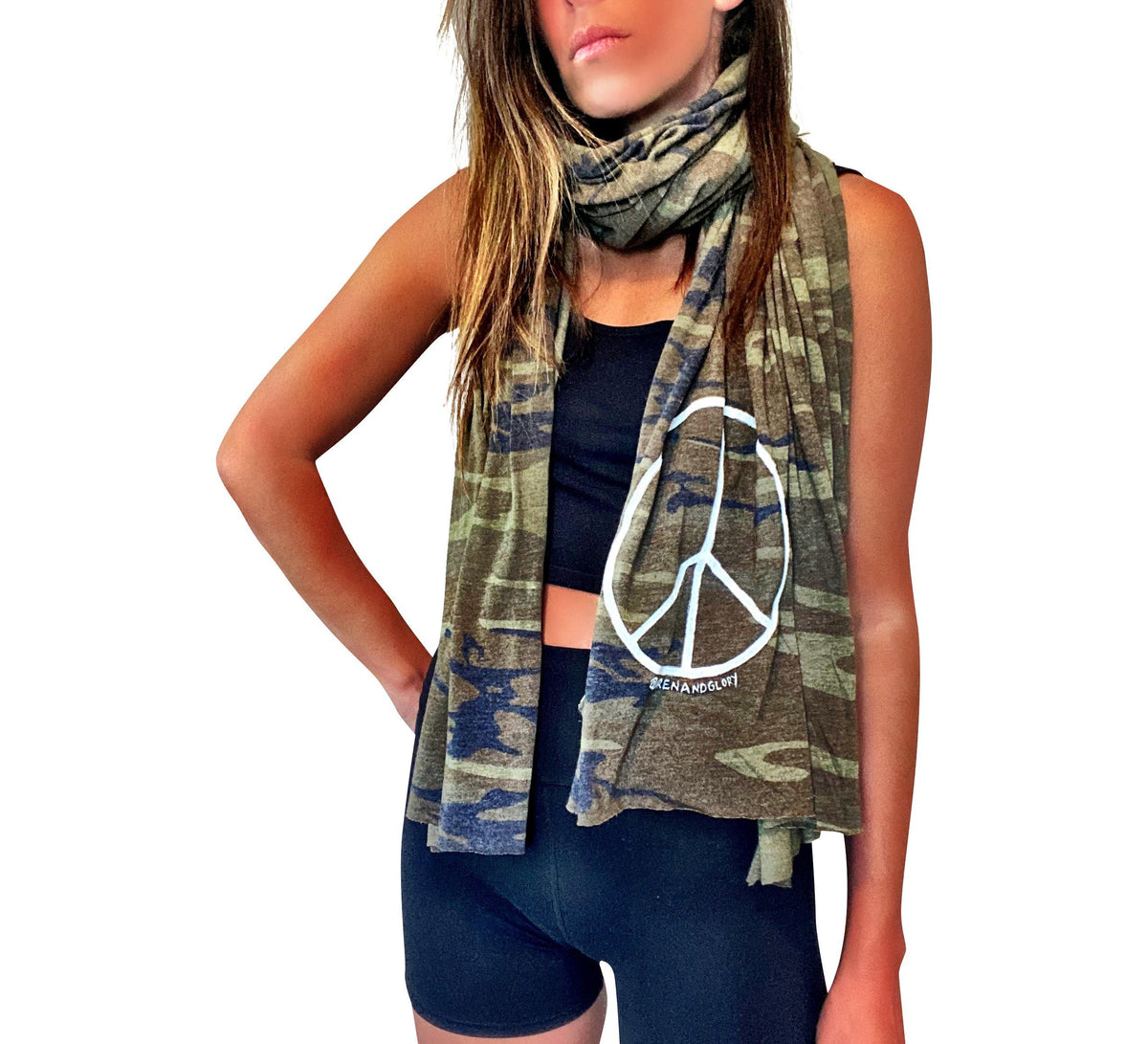 'PEACE OUT' PAINTED SCARF / FACE COVERING
