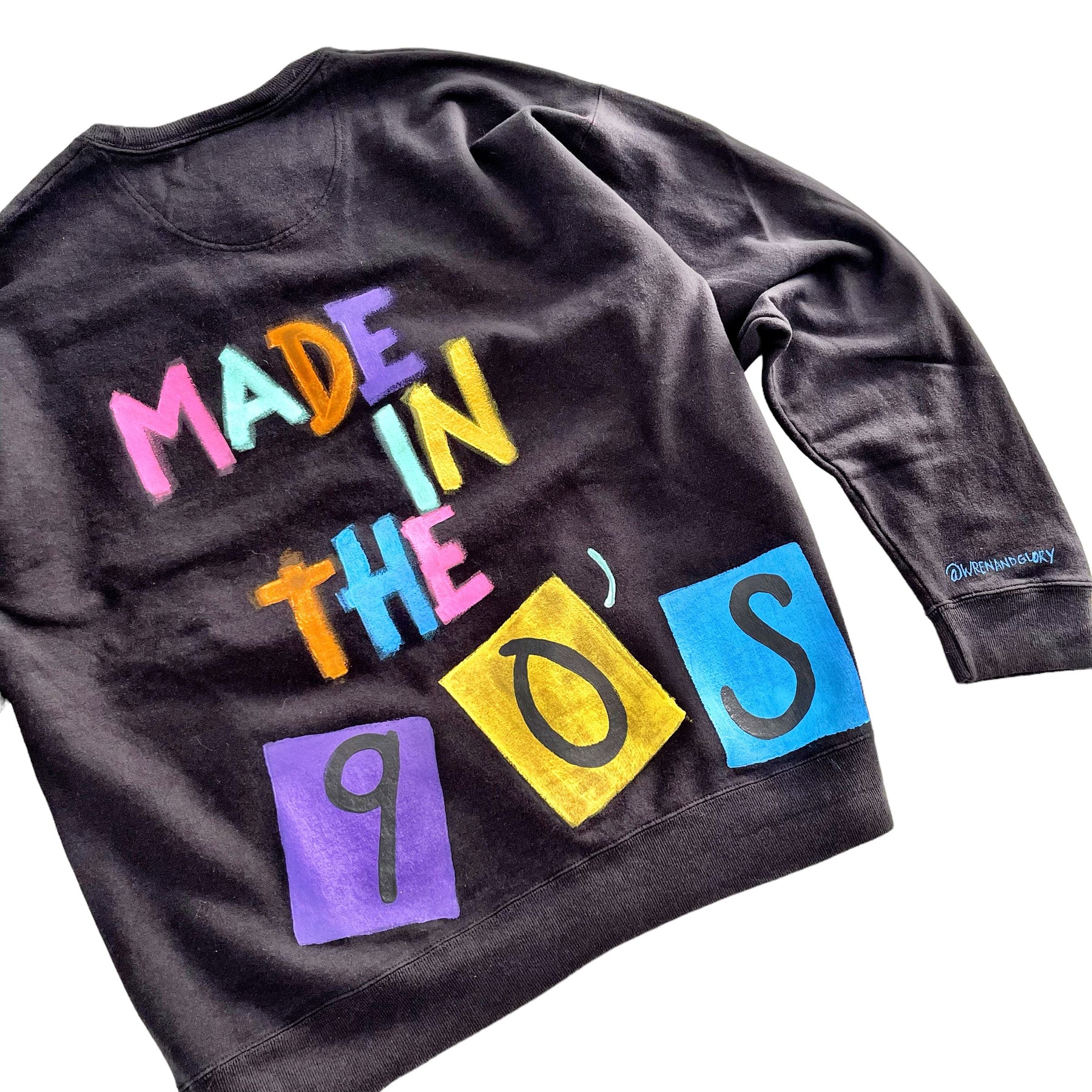 '90s Baby!' Painted Black Crewneck