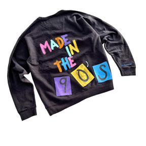 '90s Baby!' Painted Black Crewneck