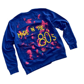 '80s Baby!' Painted Blue Crewneck