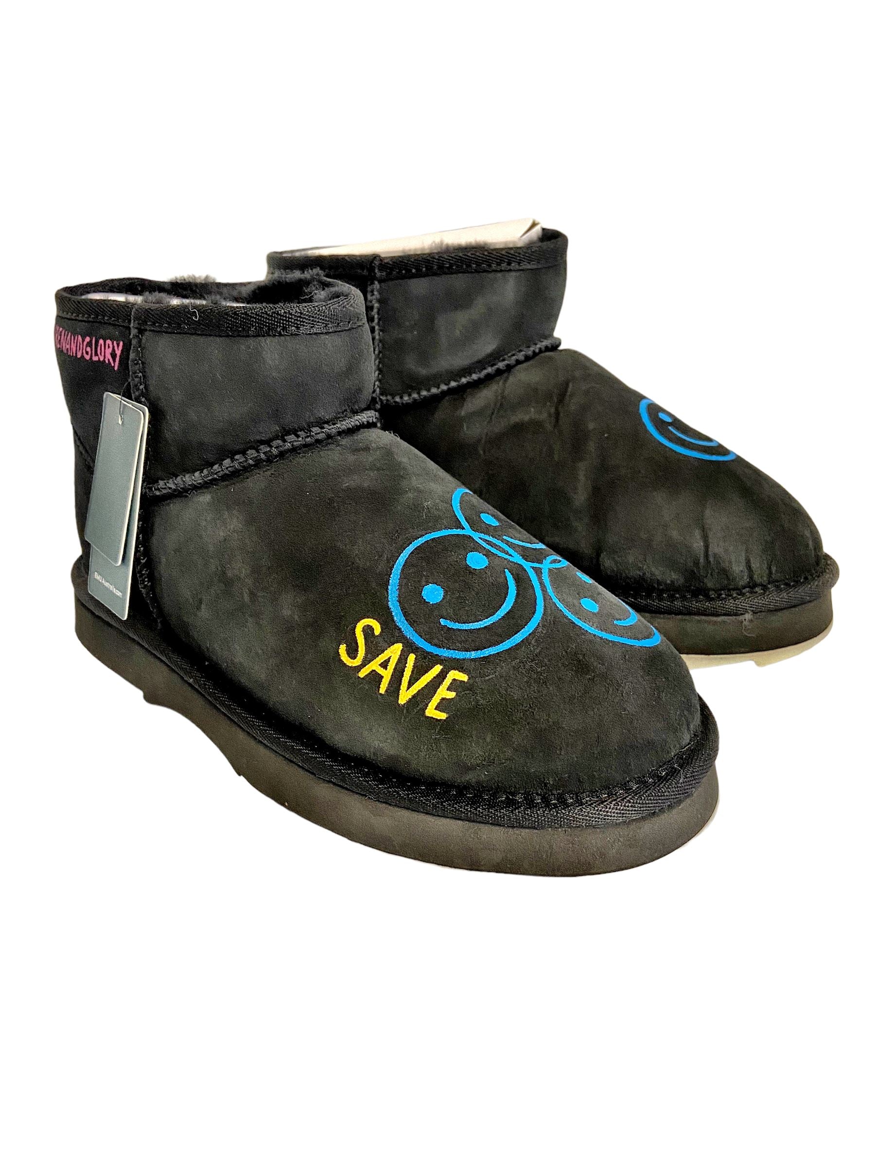 'Save The Anti Socials' Painted Emu Boots