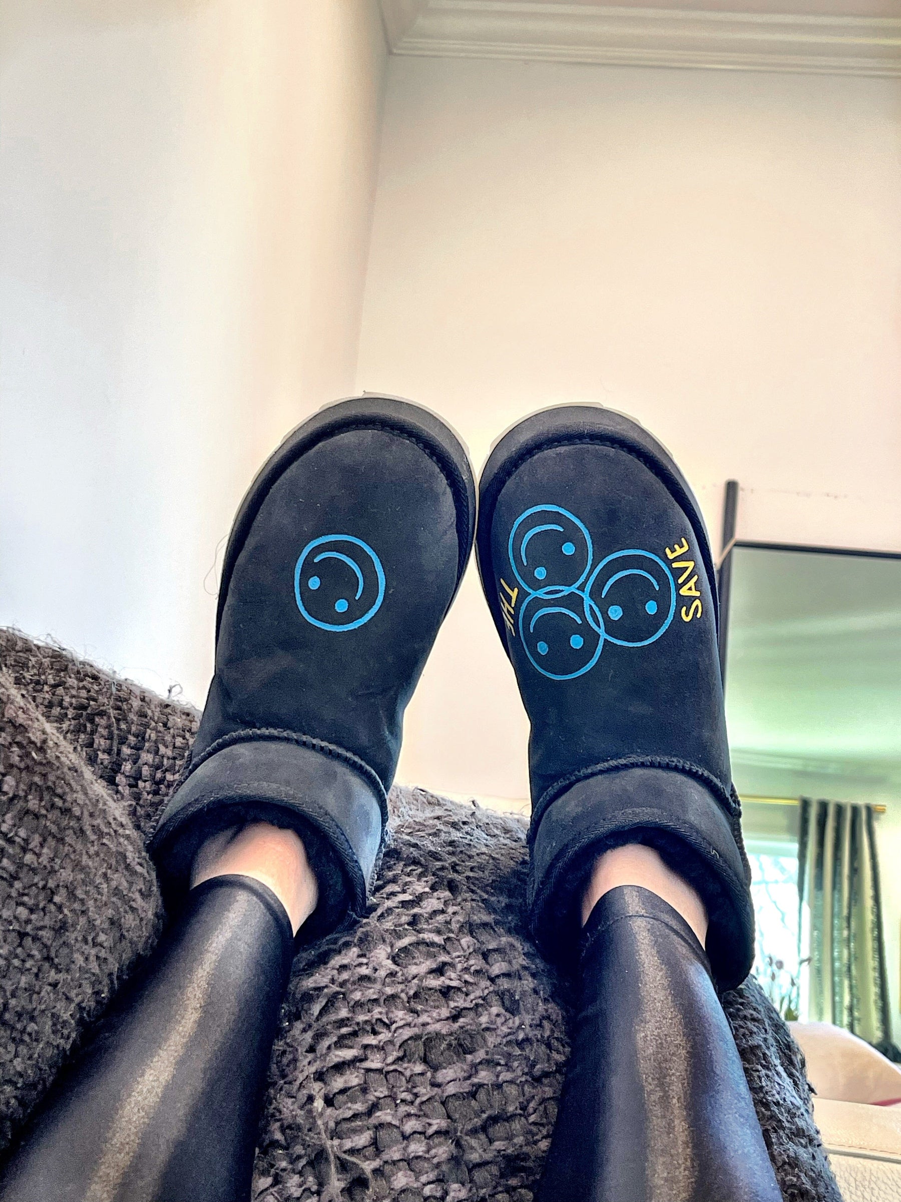 'Save The Anti Socials' Painted Emu Boots