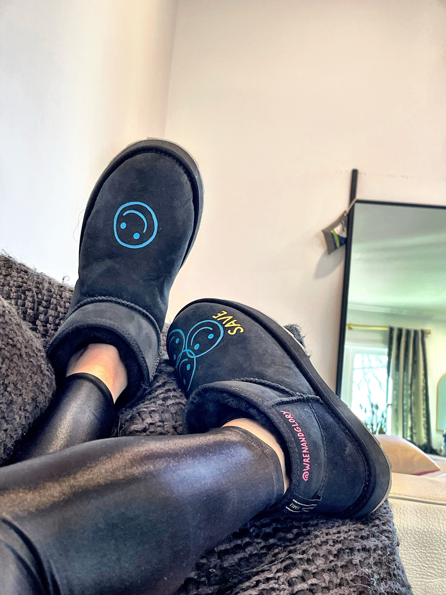 'Save The Anti Socials' Painted Emu Boots
