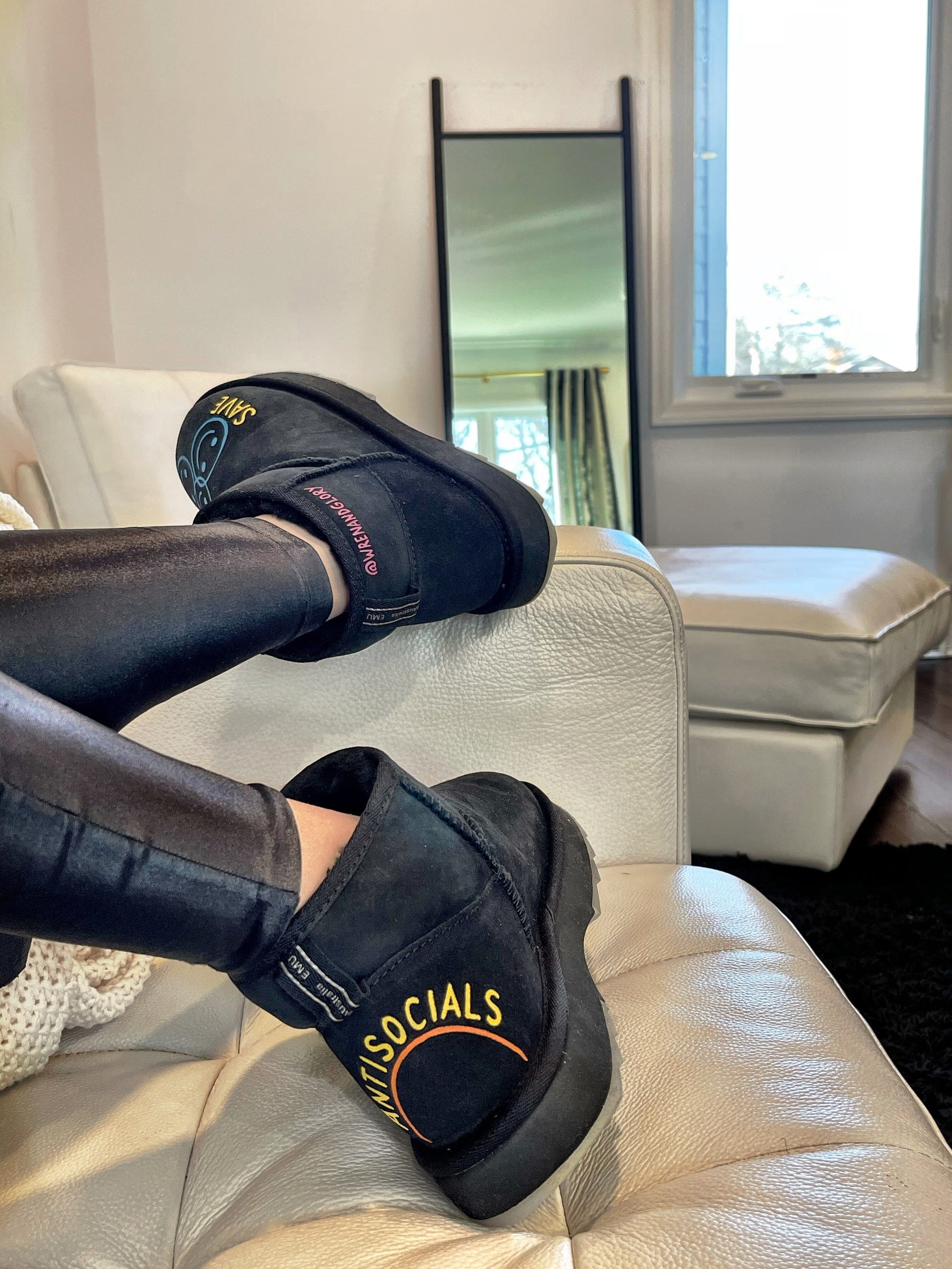 'Save The Anti Socials' Painted Emu Boots