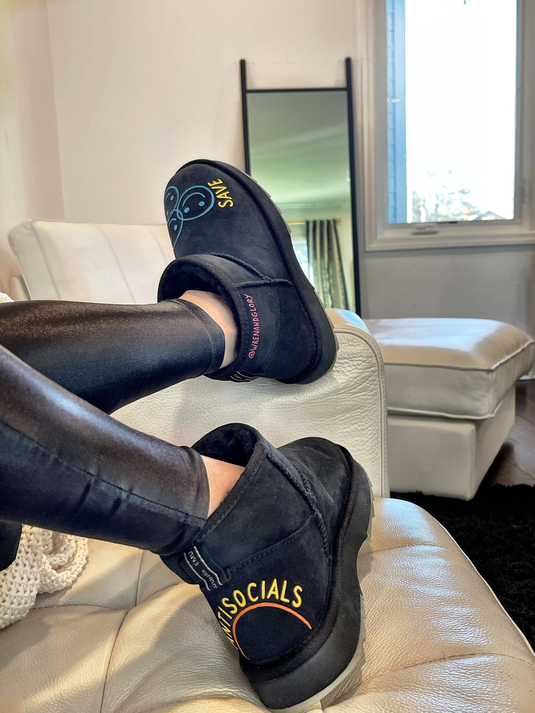 'Save The Anti Socials' Painted Emu Boots