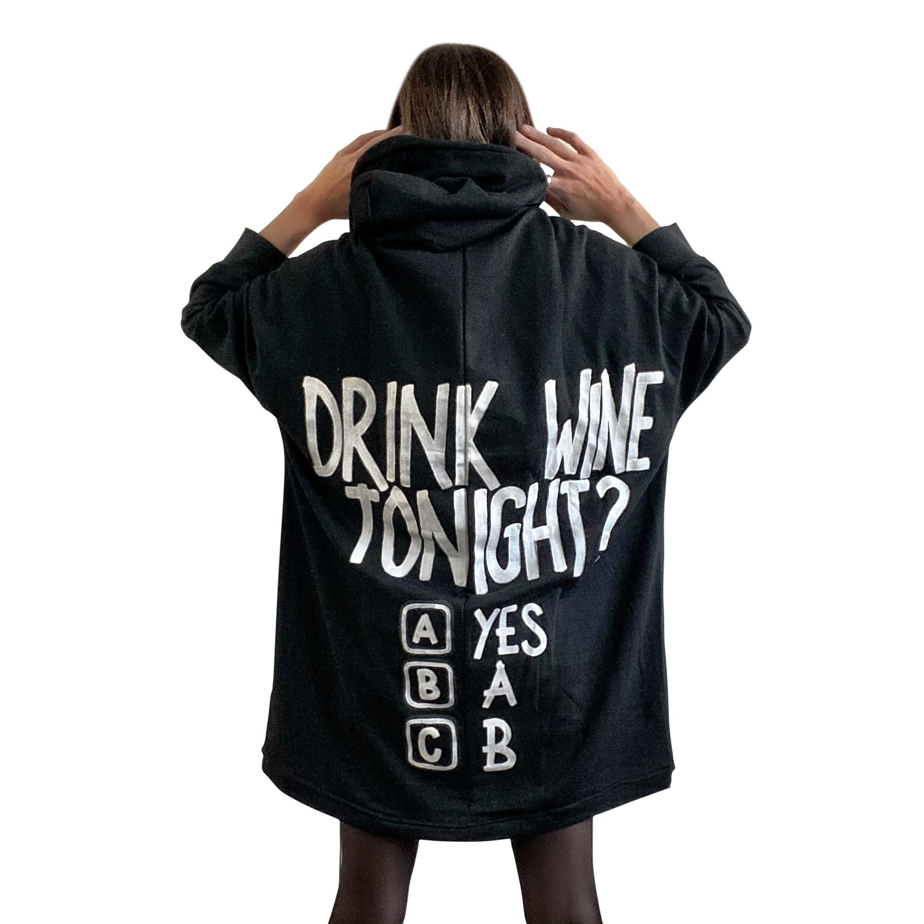 'WINE TIME' PAINTED HOODIE