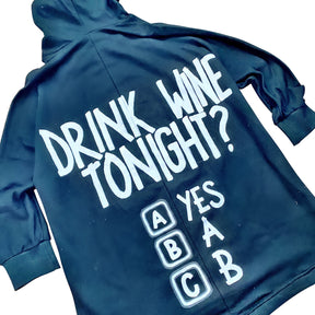 'WINE TIME' PAINTED HOODIE