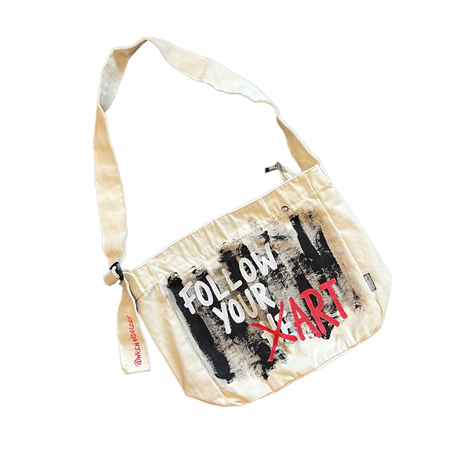 'Follow That Art' Painted Messenger Bag