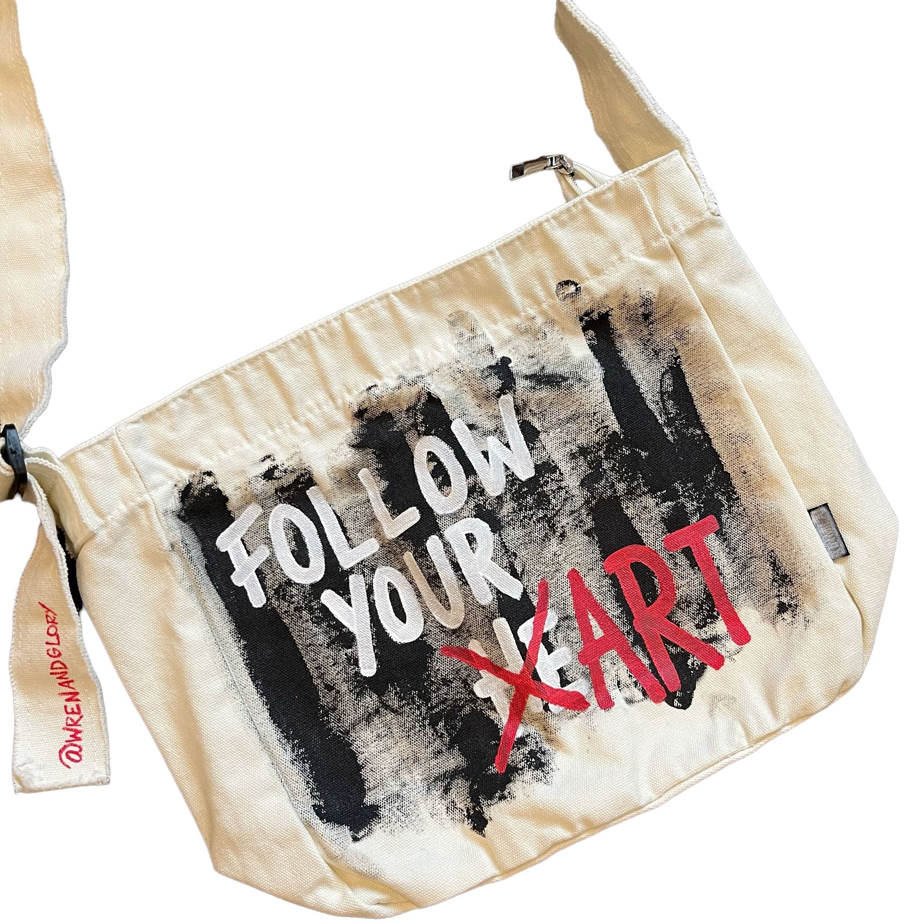 'Follow That Art' Painted Messenger Bag
