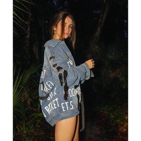 'GO ROCKETS' DENIM JACKET - WOMEN