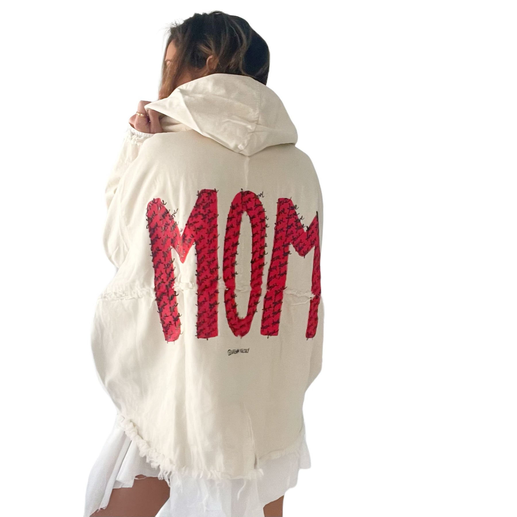 'Love, Mom' Ivory Denim Jacket