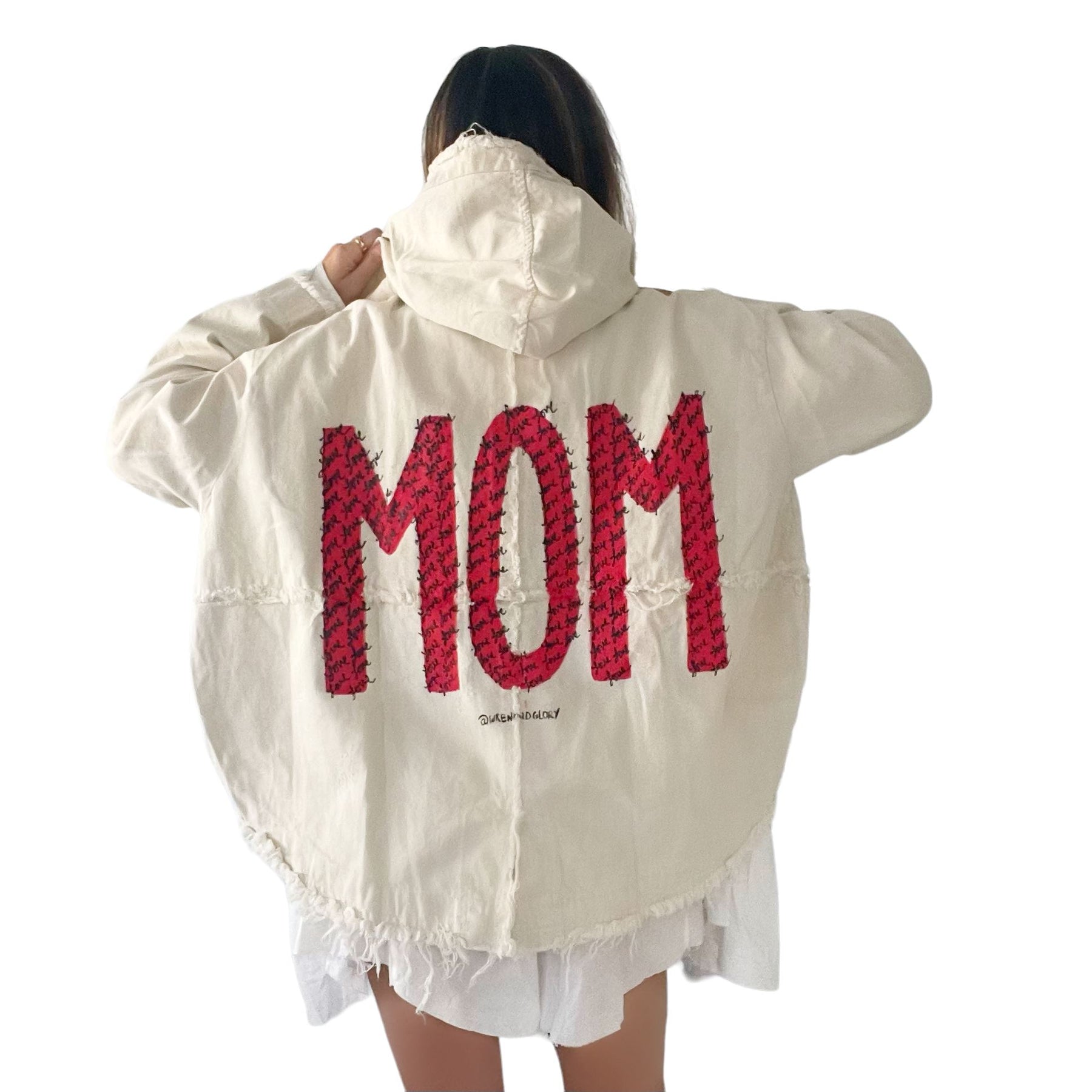 'Love, Mom' Ivory Denim Jacket