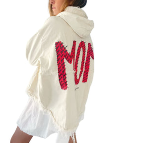 'Love, Mom' Ivory Denim Jacket